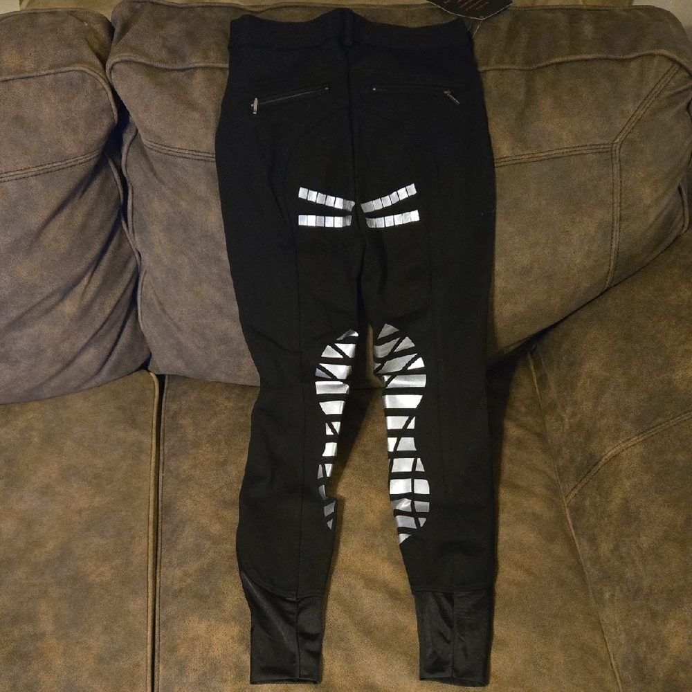 HR Farm Womens Equestrian Pants Full Seat Silicone Grip Breeches Black Size 24 - Picture 6 of 10